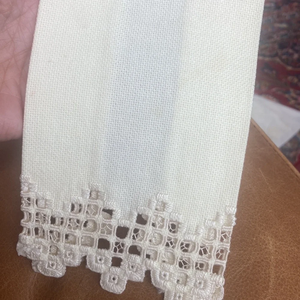 Buttercream thick linen tea towels. Pair of two. 1940s vintage.